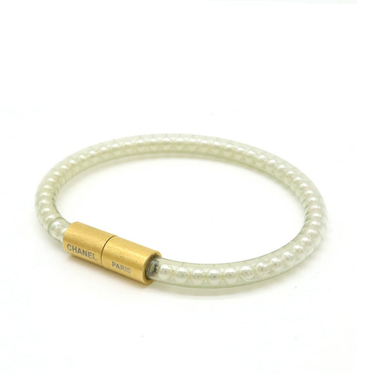 Chanel Tube Bracelet Fake Pearl Vinyl Gold