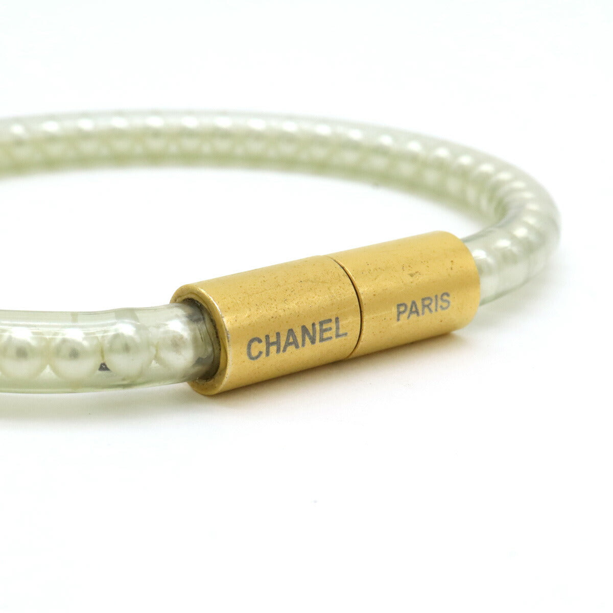 Chanel Tube Bracelet Fake Pearl Vinyl Gold