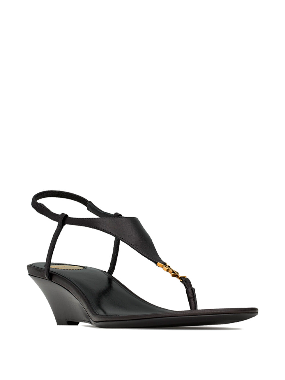Saint Laurent Women Cassandra Smooth Leather Wedge Sandals