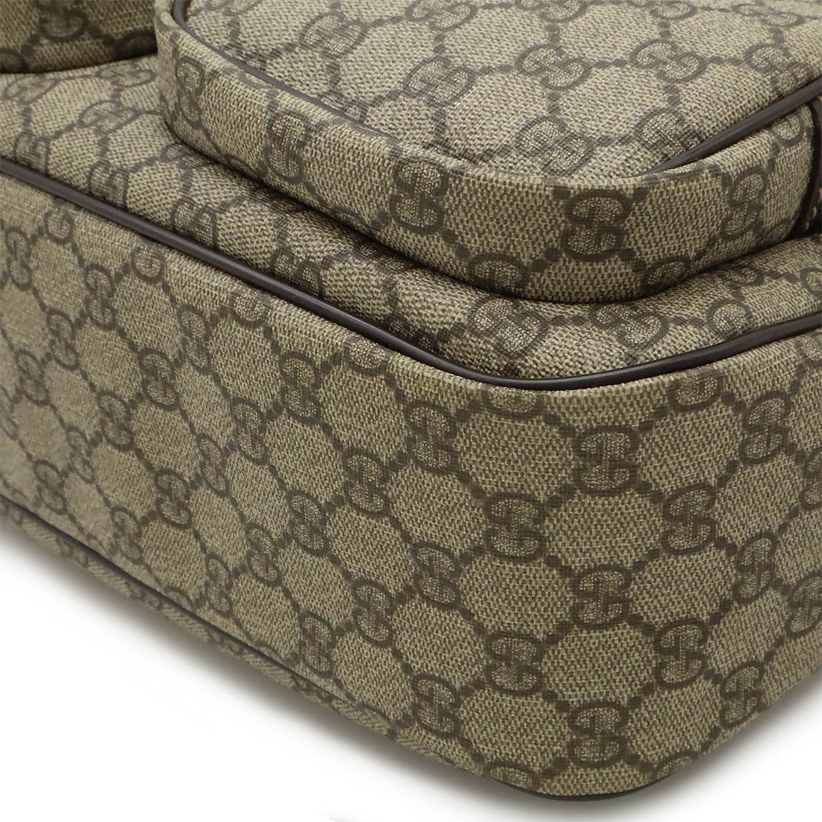 Gucci GG Supreme GG Plus Shoulder Bag PVC Leather Khaki Beige Brown 246881
