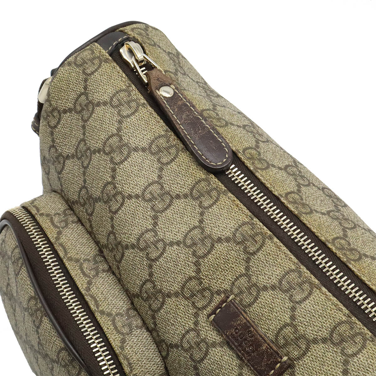 Gucci GG Supreme GG Plus Shoulder Bag PVC Leather Khaki Beige Brown 246881