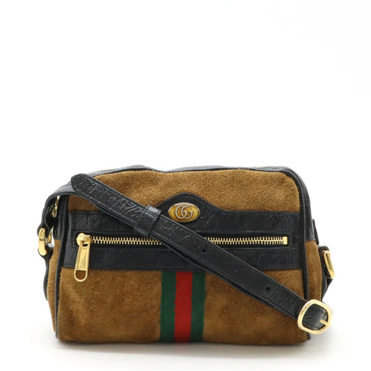 Gucci Suede Patent Leather Ophidia Shoulder Bag 573321