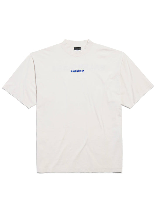 Balenciaga Men Balenciaga Back T-Shirt Medium Fit In Dirty White/Blue