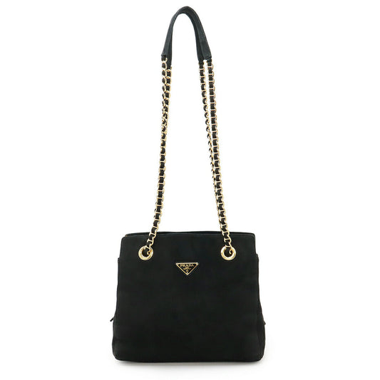 Prada Triangle Logo Suede 2way Bag