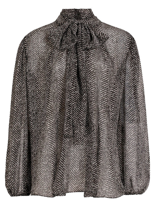 Dolce & Gabbana Women Chevron-Print Silk Chiffon Shirt