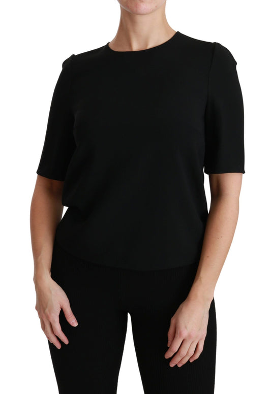 Dolce & Gabbana Black Short Sleeve Casual Top Stretch Women's Blouse