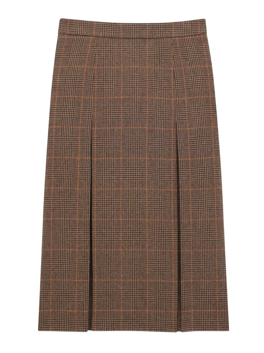 Saint Laurent Women Gonna Midi In Lana E Cashmere Principe Di Galles