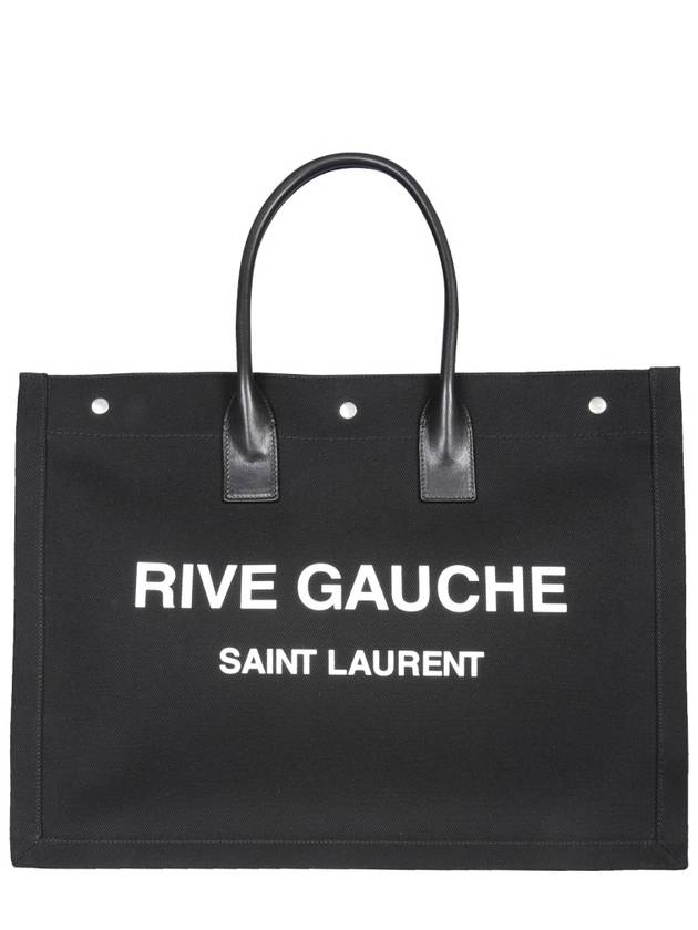 Saint Laurent Rive Gauche Cotton Canvas Tote Bag Black