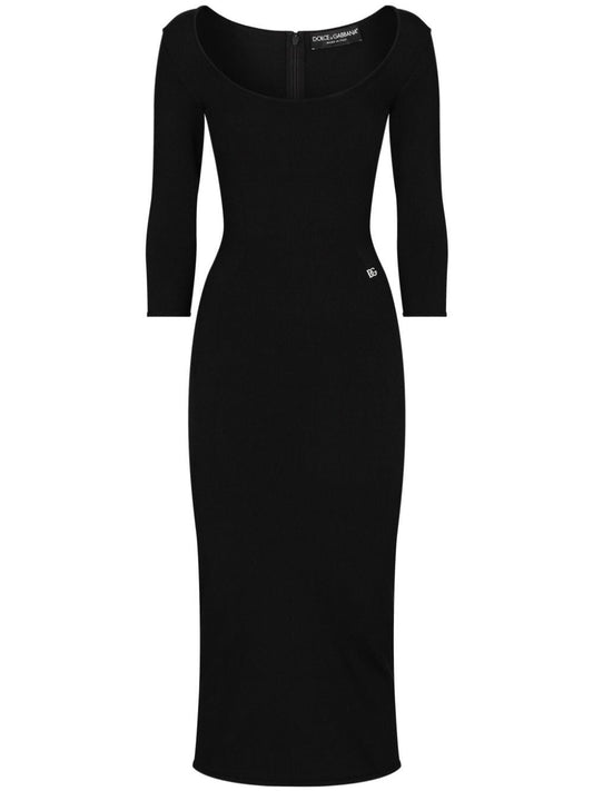 Dolce & Gabbana Women Abito Midi Aderente Black Sicily