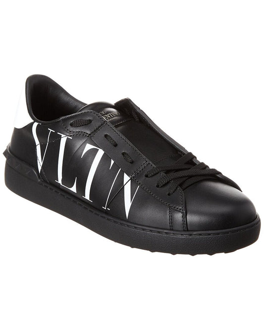 Valentino Vltn Leather Open Sneaker Black