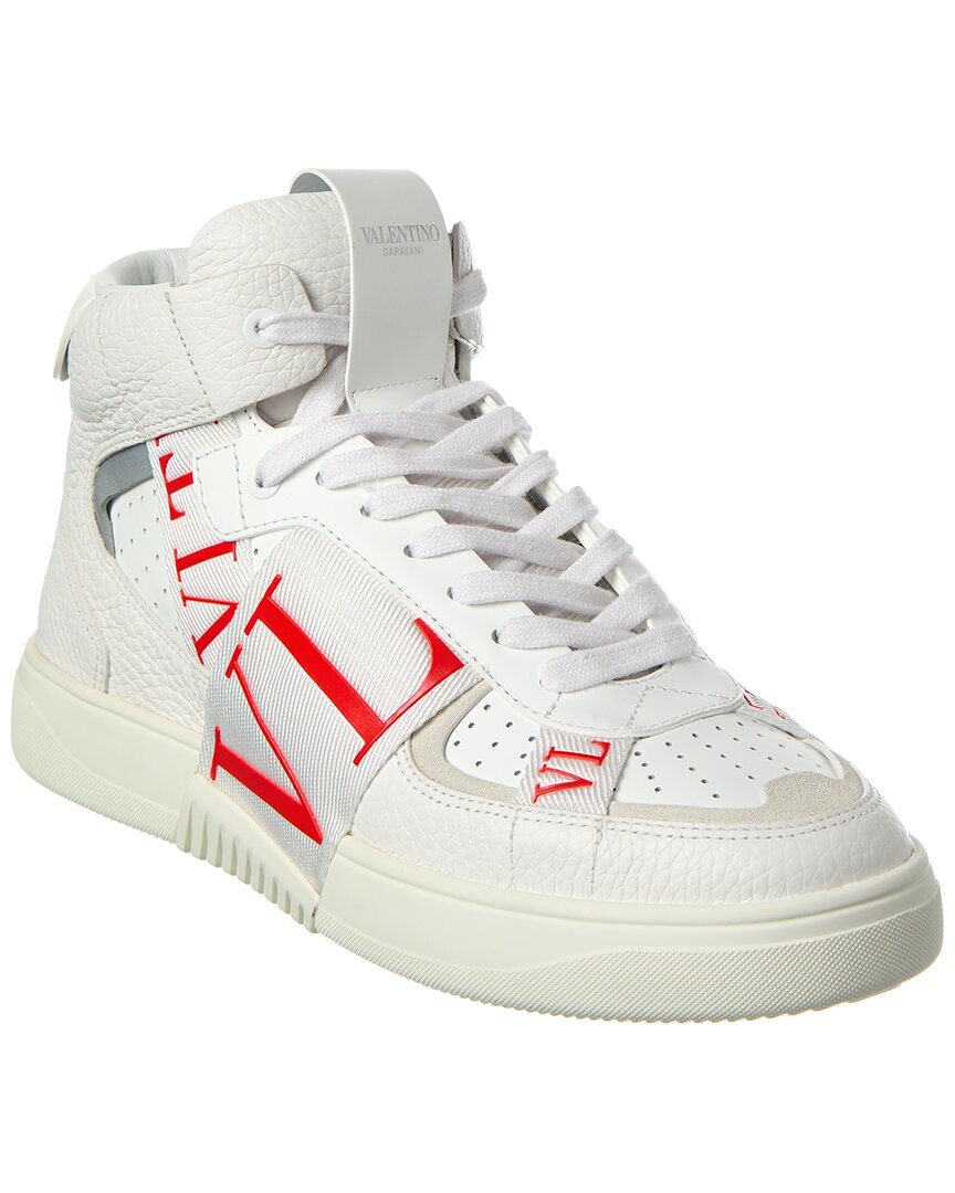Valentino Vltn Leather High-Top Sneaker White