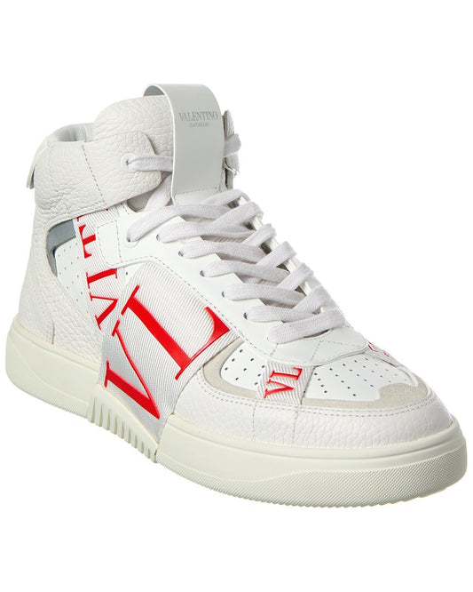 Valentino Vltn Leather High-Top Sneaker White