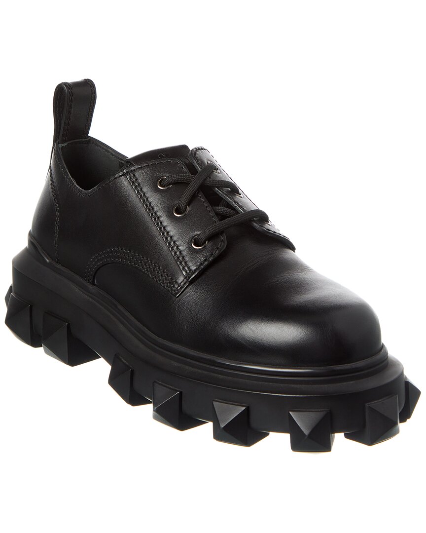 Valentino Roman Stud Leather Derby Black