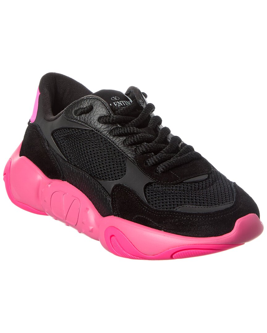 Valentino Vlogo Mesh & Leather Sneaker Black