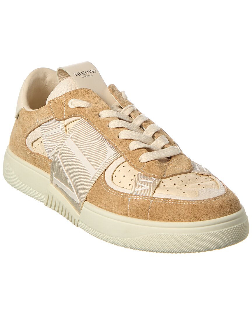 Valentino Vltn Leather & Suede Sneaker Brown Multi