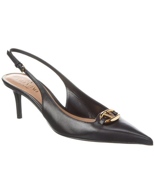 Valentino Vlogo 60 Leather Slingback Pump Black