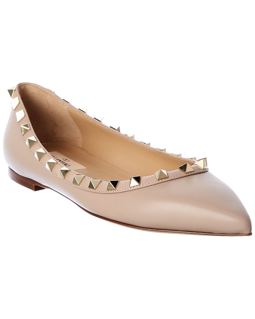 Valentino Rockstud Leather Flat 40 Pink