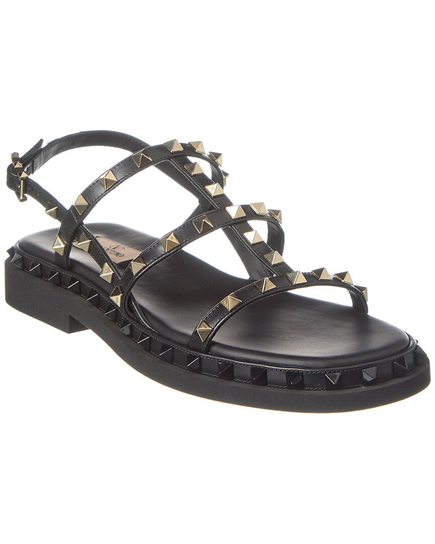 Valentino Rockstud Leather Sandal Black