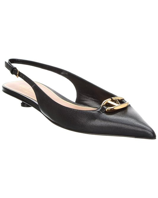 Valentino Vlogo Signature Leather Slingback Pump Black