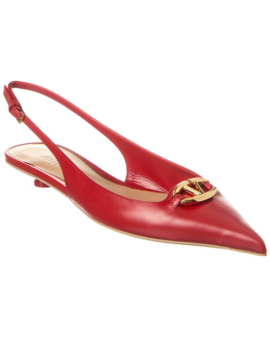 Valentino Vlogo Signature Leather Slingback Pump Red