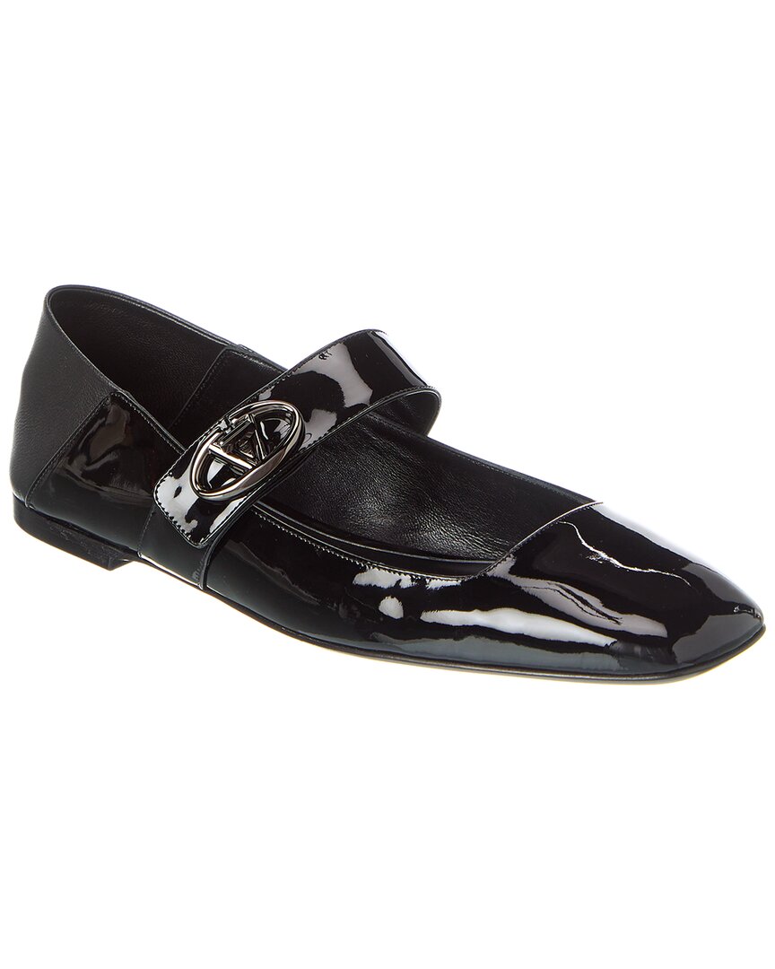Valentino Vlogo Locker Patent Flat Black