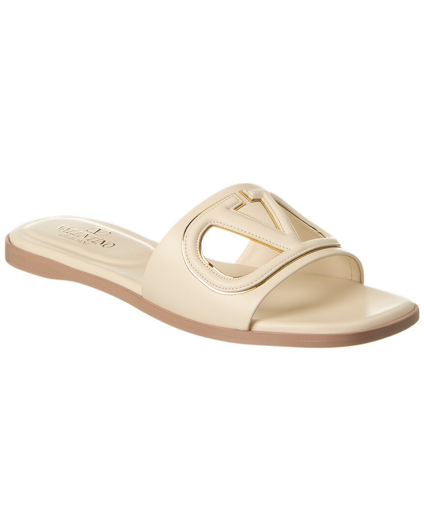 Valentino Vlogo Cutout Leather Sandal White