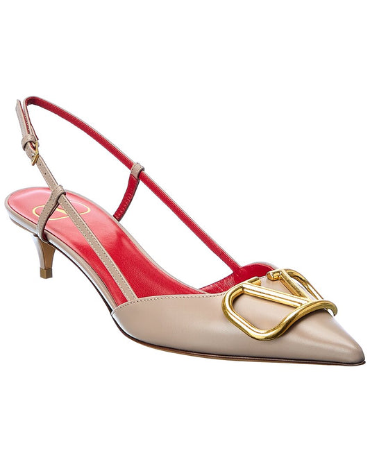 Valentino Vlogo 40 Leather Slingback Pump Pink