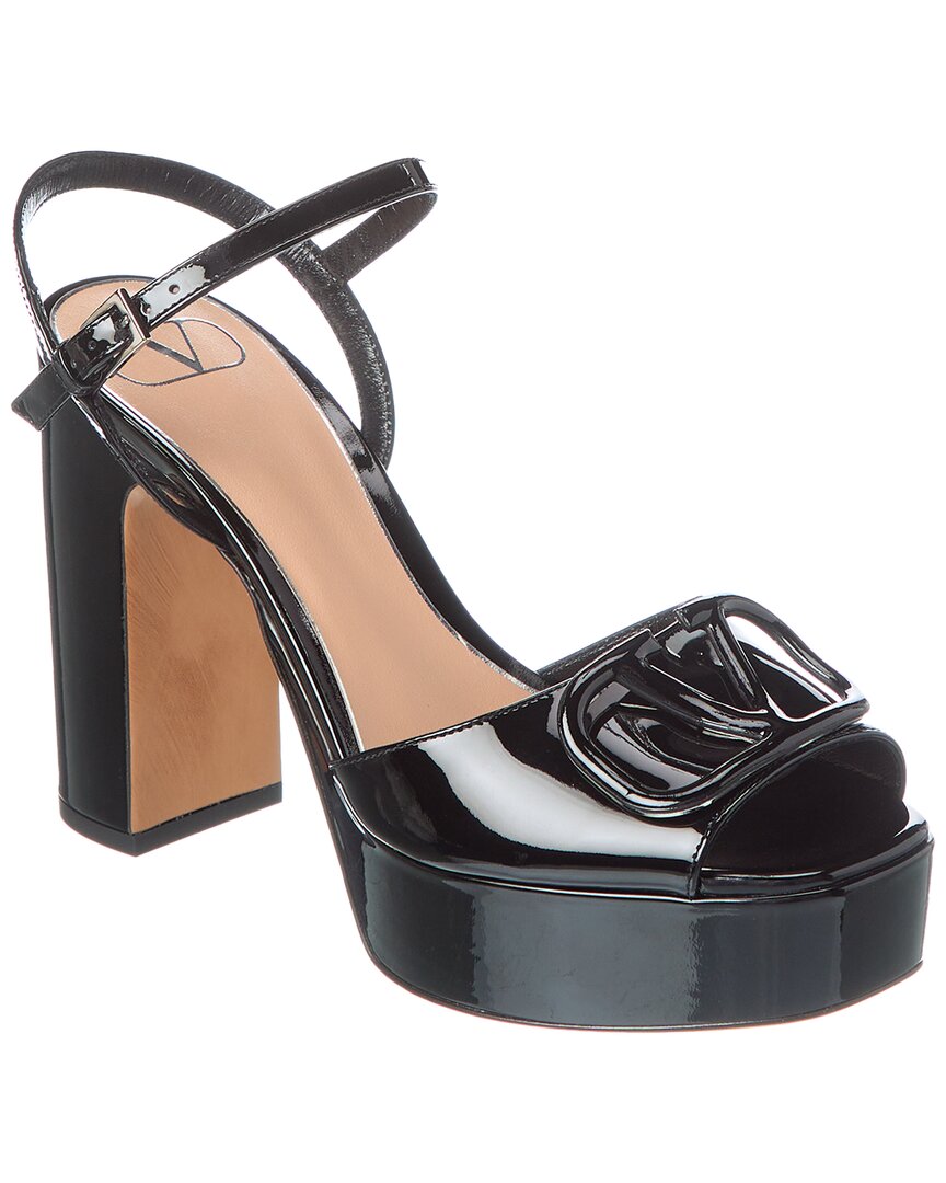 Valentino Vlogo 115 Patent Platform Sandal 40 Black
