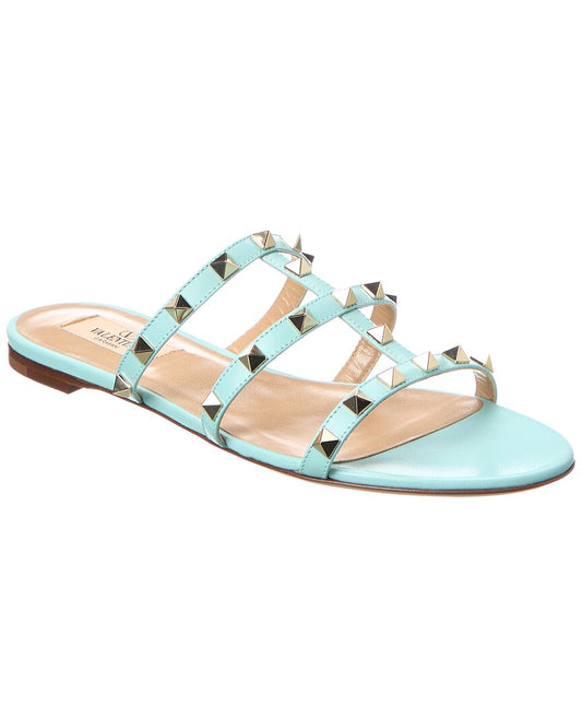 Valentino Rockstud Leather Sandal Blue