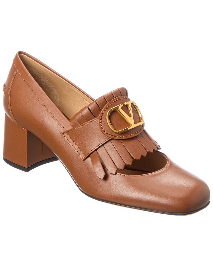 Valentino Vlogo 55 Signature Leather Pump Brown Multi