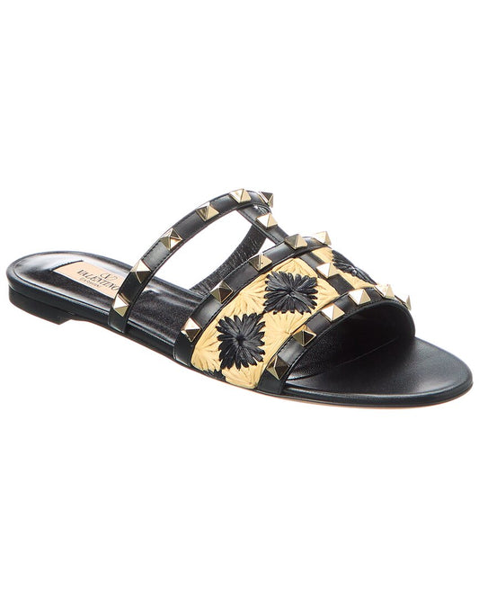 Valentino Rockstud Leather Sandal Black
