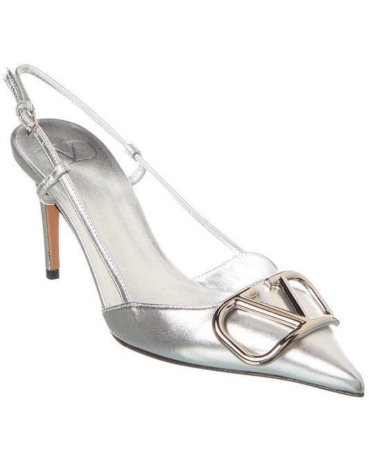 Valentino Vlogo 80 Leather Slingback Pump Grey
