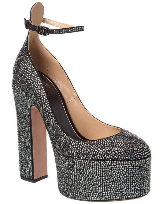 Valentino Tan-Go 155 Suede Platform Pump Black