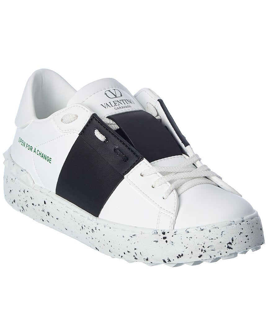 Valentino Rockstud Open For A Change Leather Sneaker White