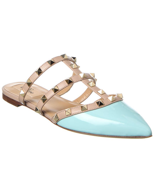 Valentino Rockstud Caged Patent Flat Blue