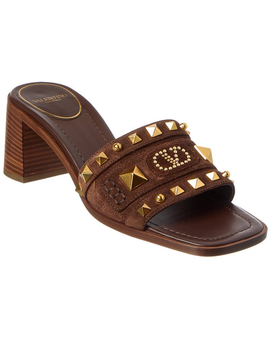 Valentino Vlogo 60 Suede Sandal Brown Multi