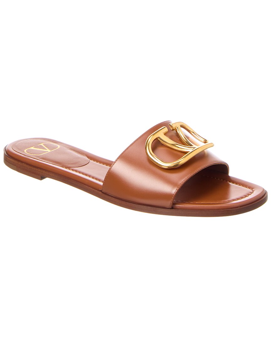 Valentino Vlogo Signature Leather Sandal Brown Multi