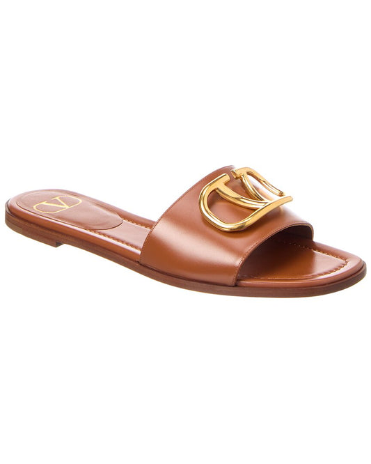 Valentino Vlogo Signature Leather Sandal Brown Multi