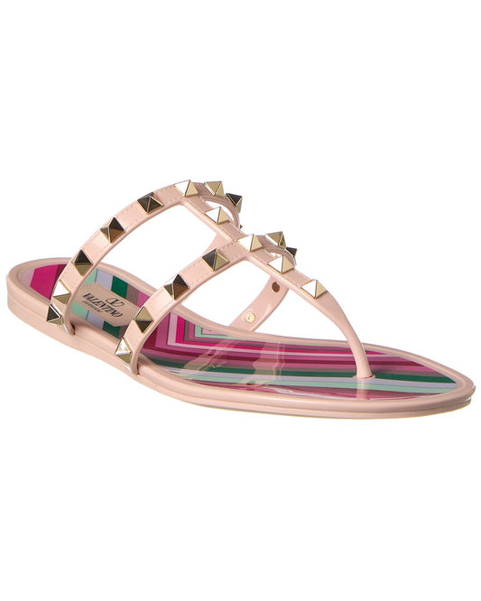 Valentino Rockstud Rubber Sandal Pink