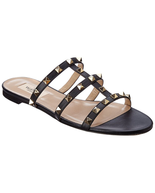 Valentino Rockstud Caged Leather Sandal Black