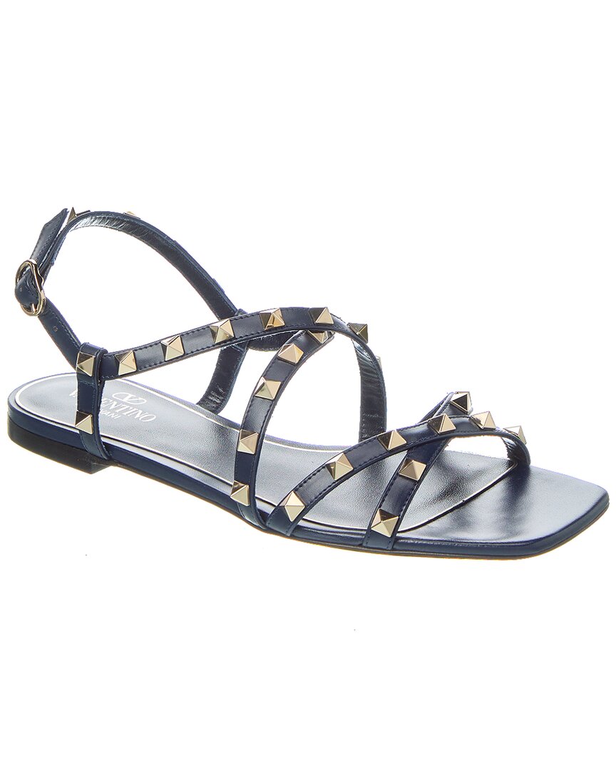 Valentino Rockstud Leather Sandal Blue