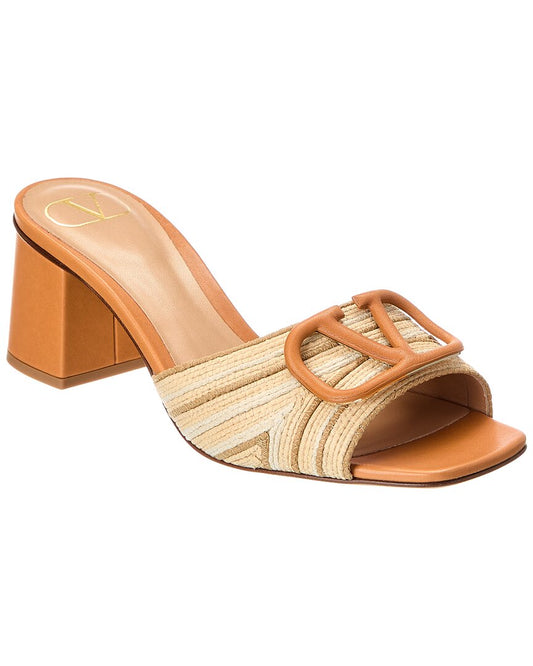 Valentino Vlogo 60 Woven & Leather Sandal Brown Multi