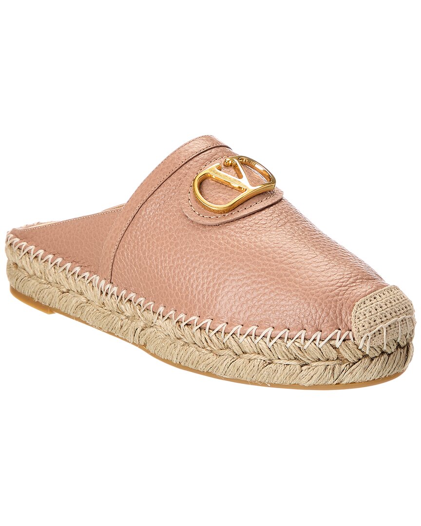 Valentino Vlogo Signature Grainy Leather Mule Pink
