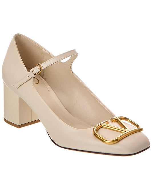 Valentino Vlogo 60 Signature Leather Pump White