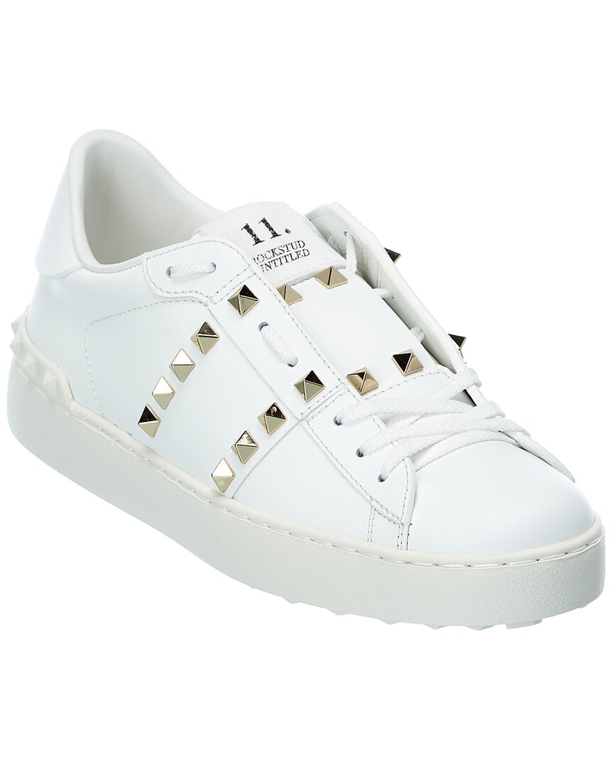 Valentino Rockstud Untitled Leather Sneaker White