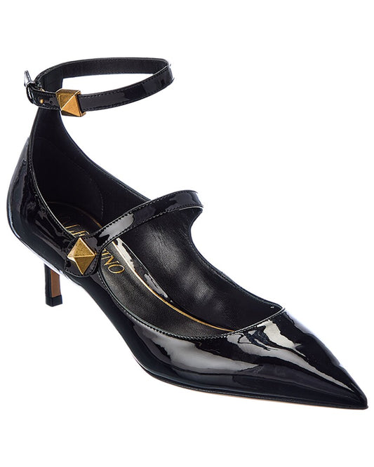 Valentino Roman Stud 50 Patent Pump Black