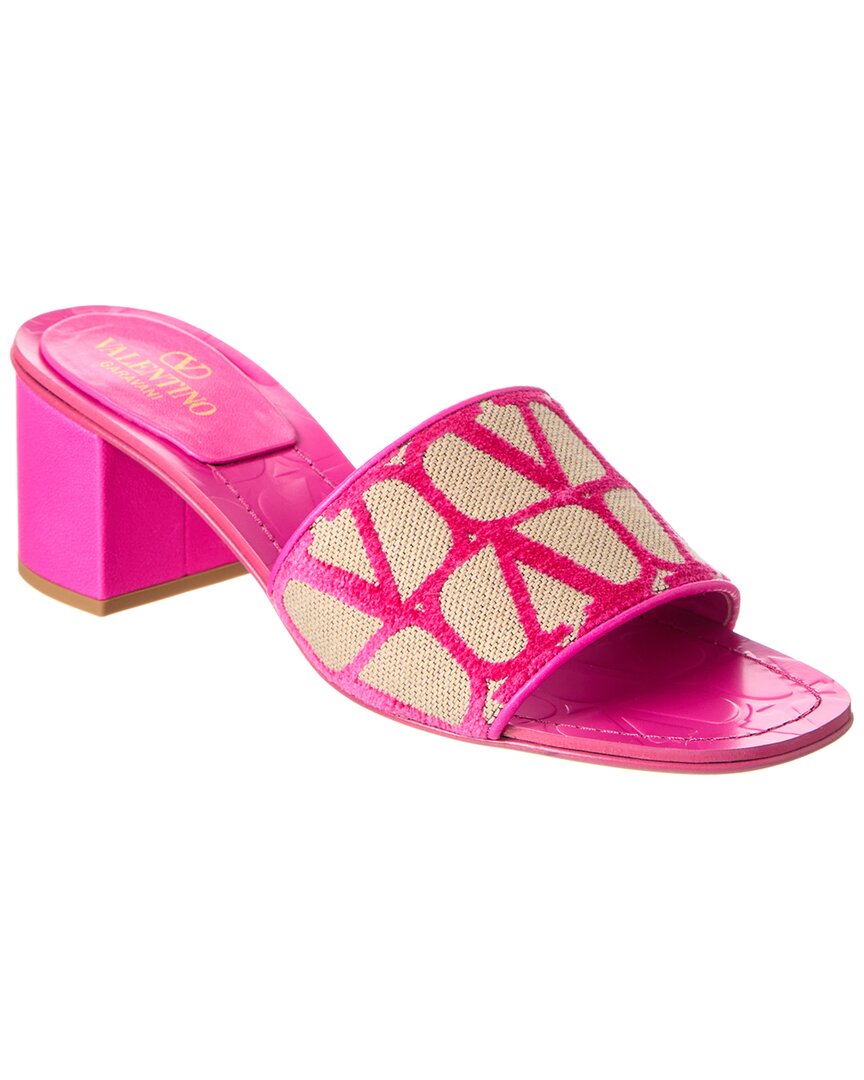 Valentino Vlogo 50 Toile Iconographe Canvas Sandal Pink