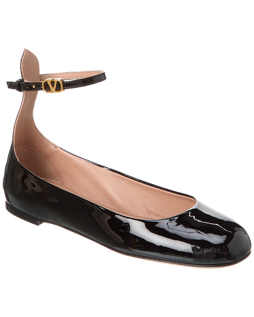 Valentino Tan Go Patent Flat Black
