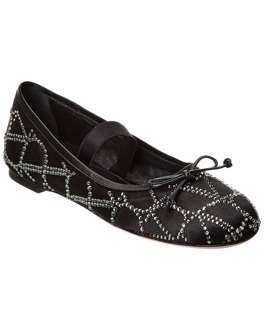 Valentino Vlogo Toile Iconographe Satin Ballerina Flat Black