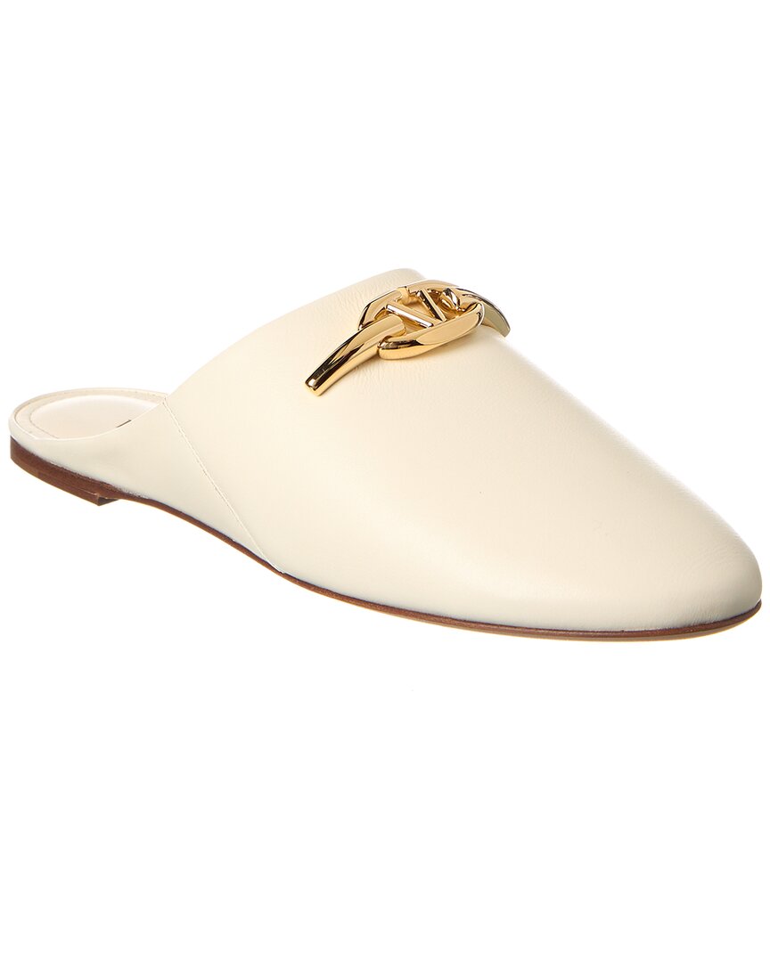 Valentino Vlogo Leather Slide White